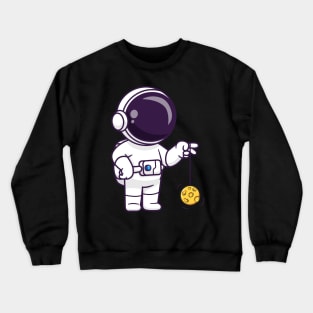 Cute Astronaut Playing Moon Yoyo Cartoon Crewneck Sweatshirt